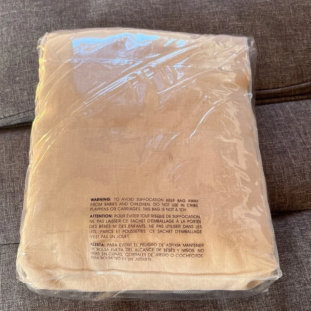 West Elm Cream Flax Linen Blackout Curtain 48x 84 inches New With Tags